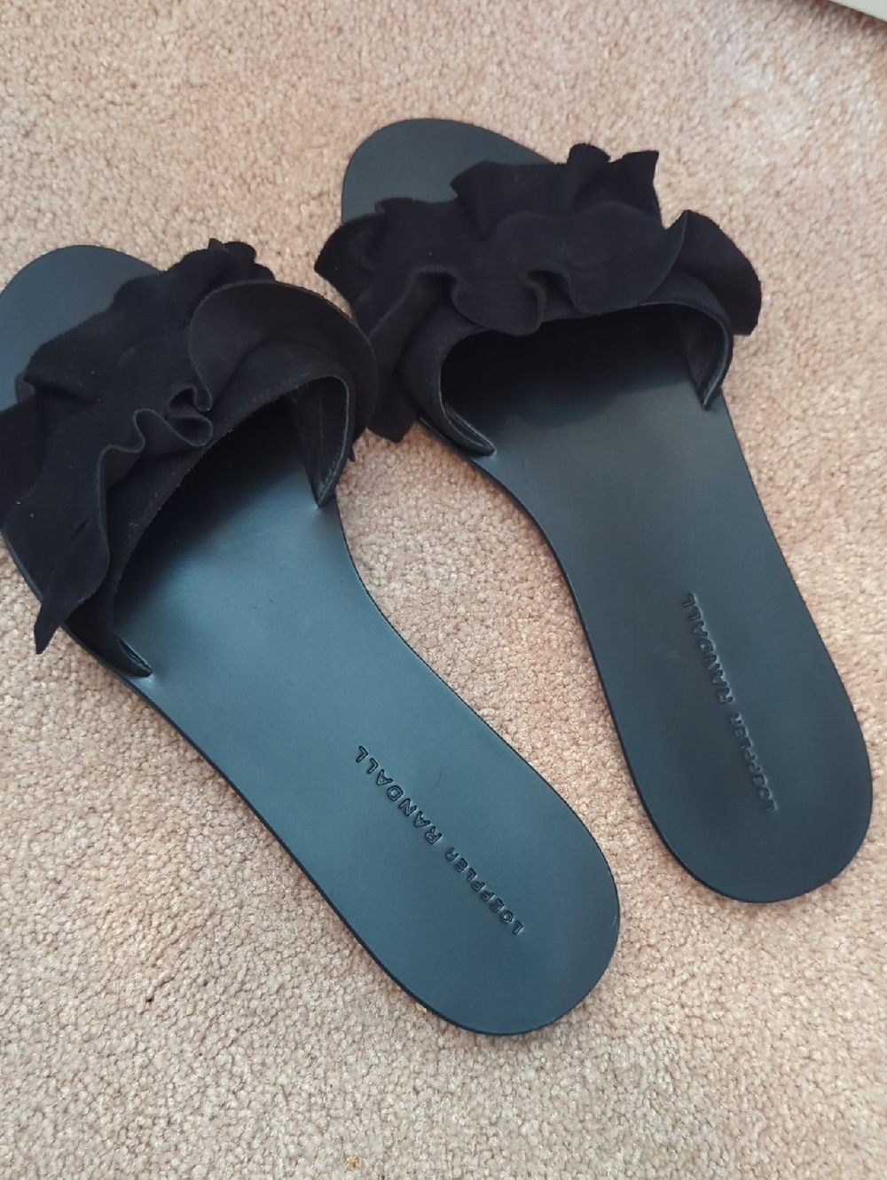 Loeffler Randall Birdie Suede Slides in Black Size 8 - Picture 3 of 8